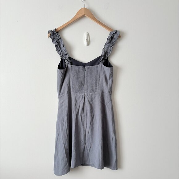 Aritzia Sunday Best Flirt Ruffle Dress Dusty Blue Grey Size 8 - Picture 5 of 7